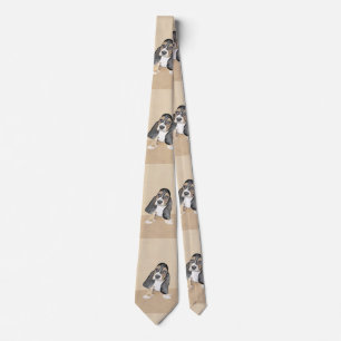 Basset Hound Puppy Painting - Oorspronkelijke hond Stropdas