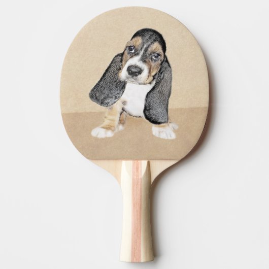 Basset Hound Puppy Painting - Oorspronkelijke hond Tafeltennisbatje (Voorkant)