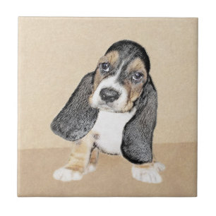 Basset Hound Puppy Painting - Oorspronkelijke hond Tegeltje