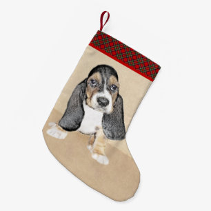 Basset Hound Puppy Schilderij - Originele Honden K Kleine Kerstsok