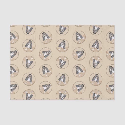 Basset Hound Puppy Schilderij Tri-color Schattigee Tissuepapier (Voorkant)