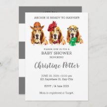 Basset Hound Puppy Theme Baby shower Uitnodiging