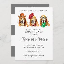 Basset Hound Puppy Theme Baby shower Uitnodiging