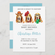 Basset Hound Puppy Theme Baby shower Uitnodiging