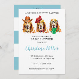 Basset Hound Puppy Theme Baby shower Uitnodiging