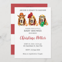 Basset Hound Puppy Theme Baby shower Uitnodiging