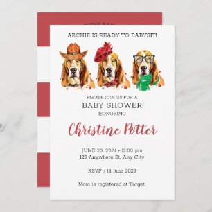 Basset Hound Puppy Theme Baby shower Uitnodiging