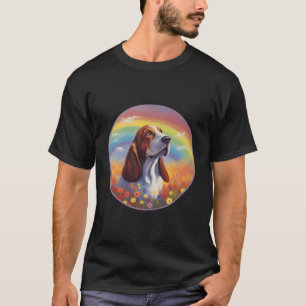 Basset Hound Rainbow Bridge Kleurrijke Dog Memoria T-shirt