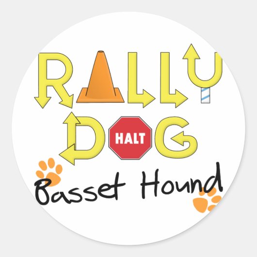 Basset Hound Rally Dog Ronde Sticker (Voorkant)