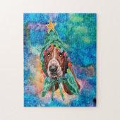 Basset Hound Ras Hond Kerstmis Legpuzzel (Verticaal)