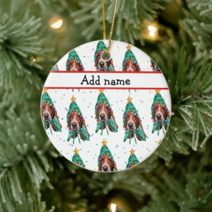 Basset Hound Ras Hond Patroon Sterren Kerstmis Keramisch Ornament