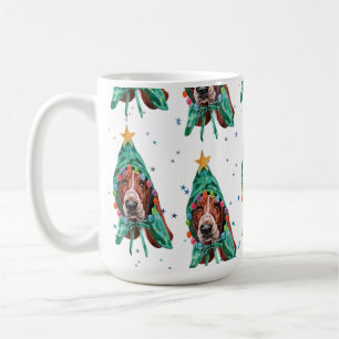 Basset Hound Ras Hond Patroon Sterren Kerstmis Koffiemok