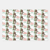 Basset Hound Red Berry Holly kerst Inpakpapier Vel (Voorkant)