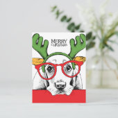 Basset Hound Reindeer Briefkaart (Staand voorkant)