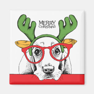 Basset Hound Reindeer Magneet