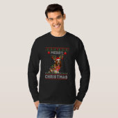 Basset Hound Reindeer Merry-kerstlampjes T-shirt (Voorkant volledig)