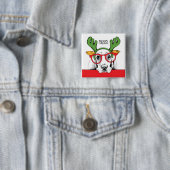 Basset Hound Reindeer Vierkante Button 5,1 Cm (In situ)