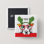 Basset Hound Reindeer Vierkante Button 5,1 Cm (Voorkant /achterkant)