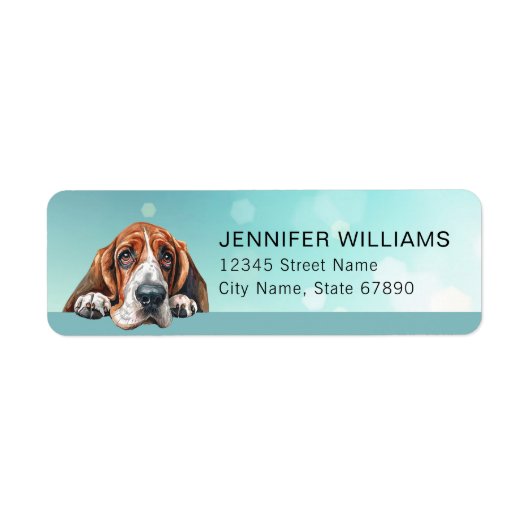 Basset Hound Retouradreslabel Etiket (Voorkant)