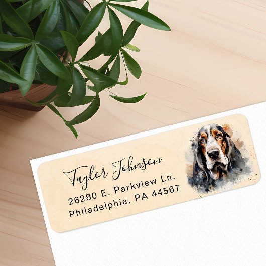 Basset Hound Retouradreslabel Etiket
