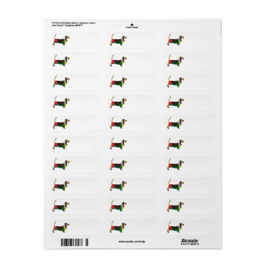 Basset Hound Return Address Label (Full Sheet)