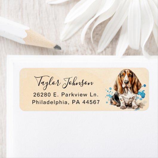 Basset Hound Return Address Label (Insitu)
