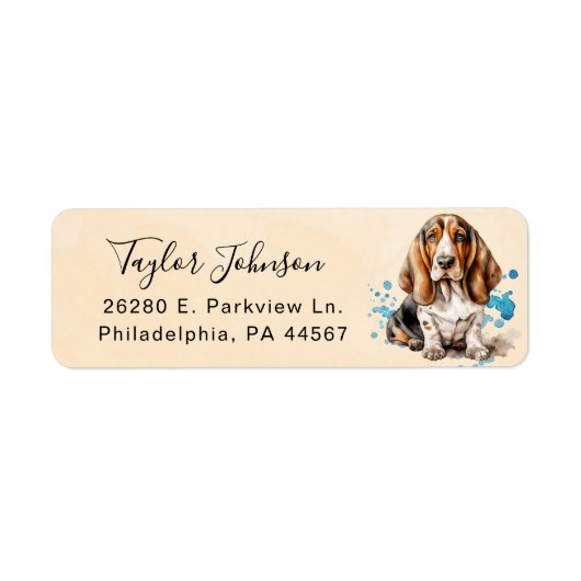 Basset Hound Return Address Label (Voorkant)