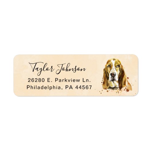 Basset Hound Return Address Label (Voorkant)