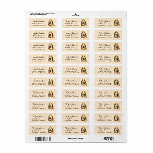 Basset Hound Return Address Label (Full Sheet)