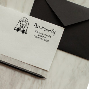 Basset Hound Return-adres, Hondenras Rubberstempel