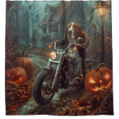 Basset Hound Riding Motorfiets Halloween Eng Douchegordijn (Voorkant)