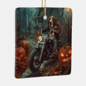 Basset Hound Riding Motorfiets Halloween Eng Keramisch Ornament (Rechts)