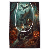 Basset Hound Riding Motorfiets Halloween Eng Medium Cadeauzakje (Voorkant)