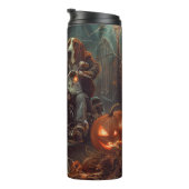 Basset Hound Riding Motorfiets Halloween Eng Thermosbeker (Geroteerd rechts)