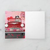 Basset Hound Rijdt Auto met Hartjes Valentijnsdag  Kaart (Binnen)
