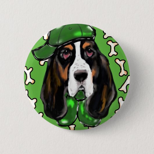 Basset Hound Ronde Button 5,7 Cm (Voorkant)