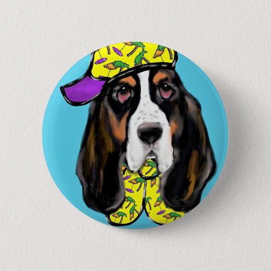 Basset Hound Ronde Button 5,7 Cm (Voorkant)