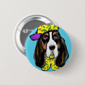Basset Hound Ronde Button 5,7 Cm (Voorkant /achterkant)