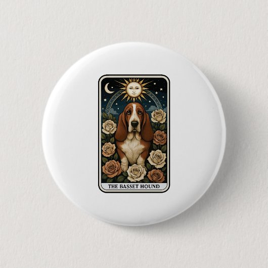 Basset Hound Ronde Button 5,7 Cm (Voorkant)