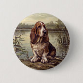 Basset Hound Ronde Button 5,7 Cm (Voorkant)