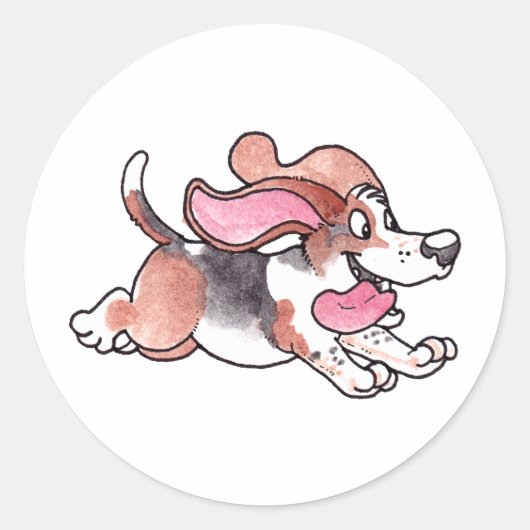 Basset Hound Ronde Sticker (Voorkant)