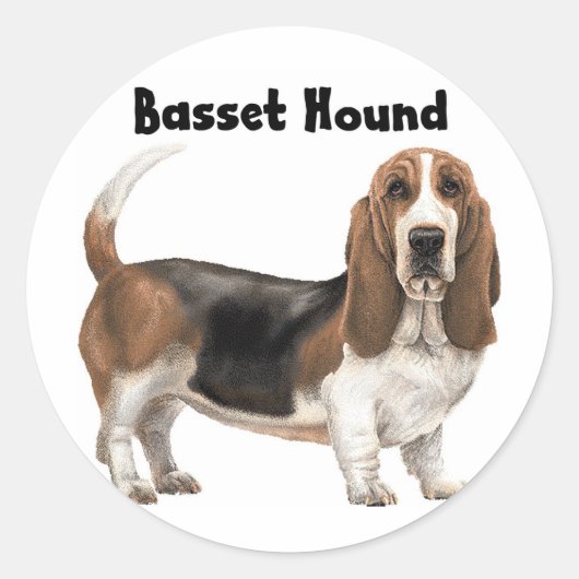 Basset Hound Ronde Sticker (Voorkant)