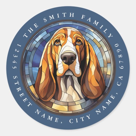 Basset Hound Ronde Stickers (Voorkant)