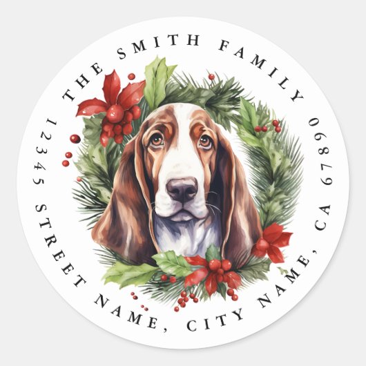Basset Hound Ronde Stickers (Voorkant)