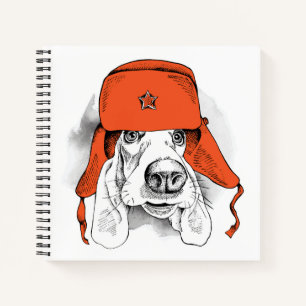 Basset Hound   Rood Pet Ushanka Notitieboek