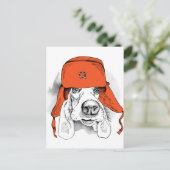 Basset Hound | Rood Ushanka-Pet Briefkaart (Staand voorkant)
