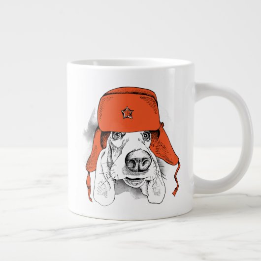 Basset Hound | Rood Ushanka-Pet Grote Koffiekop (Rechts)