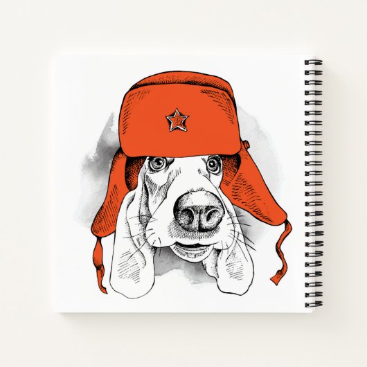 Basset Hound | Rood Ushanka-Pet Notitieboek (Achterkant)