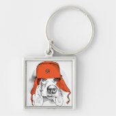 Basset Hound | Rood Ushanka-Pet Sleutelhanger (Voorkant)