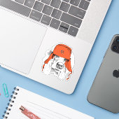 Basset Hound | Rood Ushanka-Pet Sticker (Laptop met iPhone)